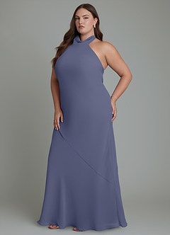 Azazie Velli Bridesmaid Dresses Stormy Mermaid High Neck Chiffon Dress image12