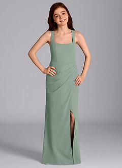 Azazie Mero Junior Silver Sage Mermaid Pleated Chiffon Dress image3
