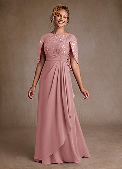 Azazie Beckley Mother of the Bride Dresses Dusty Rose A-Line Lace Chiffon Dress image3
