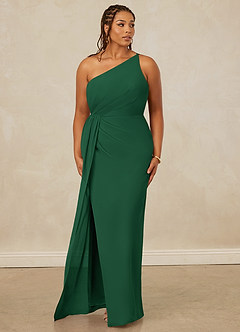 Christian Siriano Bridal for Azazie 1003 Bridesmaid Dresses Dark Green Sheath One Shoulder Chiffon Dress image10