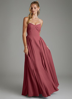 Azazie Evan Bridesmaid Dresses Merlot A-Line Strapless Chiffon Dress image3