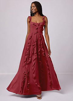 Barbie ♥ Azazie Bridesmaid Dresses Pomegranate A-Line with Pockets Chiffon Dress image1