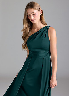 Azazie Dallas Bridesmaid Dresses Pine A-Line One Shoulder Stretch Satin Dress image5