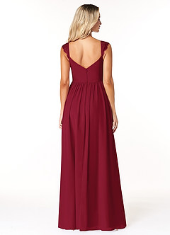 Azazie Cleobella Robes de demoiselle d'honneur Robe Trapèze en Mousseline de soie Dentelle en forme de cœur Bourgogne image2