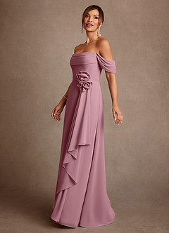 Azazie Amherst Mother of the Bride Dresses Vintage Mauve A-Line Off the Shoulder Chiffon Dress image4