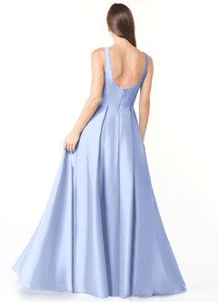 Azazie Neve Bridesmaid Dresses Ice Ball-Gown with Pockets Stretch Satin Dress image2