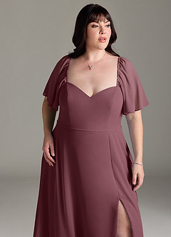 Azazie Chloe Brautjungfernkleider A-Linie Herzausschnitt Chiffon Kleid Sangria image12