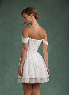 Azazie Rosemary Abiti da Sposa Abito A-Line in Floral Burnout Spalle Scoperte Bianco Diamante image3