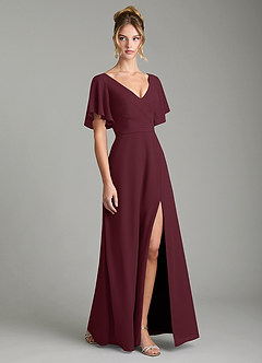 Azazie Ambrosia Bridesmaid Dresses Cabernet A-Line Pleated Chiffon Dress image5