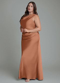 Azazie Kieryn Bridesmaid Dresses Bronzer Mermaid Pleated Stretch Satin Dress image10