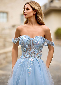 Eleanor Ljusblå 3D Blommig Spetsbalklänning image9