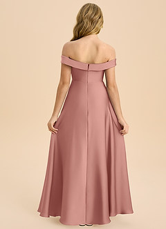 Azazie Sissy Junior Robe Trapèze en Satin extensible Épaule décolletée Rosette image2