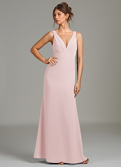 Azazie Leticia Brautjungfernkleider Etui Plissee Chiffon Kleid Zartrosa image3