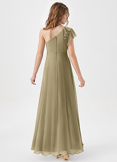 Azazie Arabella Junior Moss Green A-Line Ruched Chiffon Dress image6