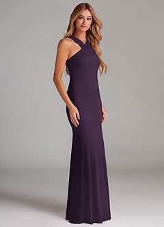 Azazie Doretta Bridesmaid Dresses Plum Mermaid Pleated Chiffon Dress image4