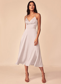 Azazie Dottie Bridesmaid Dresses Blushing Pink A-Line Stretch Satin Dress image3