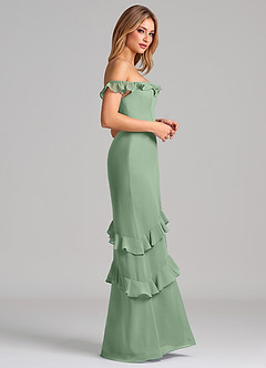 Azazie Marilynn Final Sale Matcha Mermaid Off the Shoulder Chiffon Dress image5
