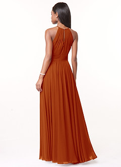 Azazie Cherish Bridesmaid Dresses Paprika A-Line Pleated Chiffon Dress image2
