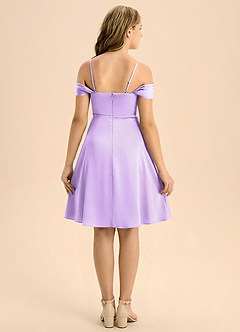 Azazie Anselie Junior Jurk van Stretch Satijn met A-Lijn Geplooid Lila image2