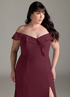 Azazie Sophie Vestidos de damas de honor Vestido de Cabernet de Gasa de Corte en A Convertible con Vestidos sin tirantes image11