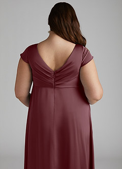 Azazie Allessia Robes de demoiselle d'honneur de maternité Robe Trapèze Plissée Longueur ras du sol Satin extensible image12