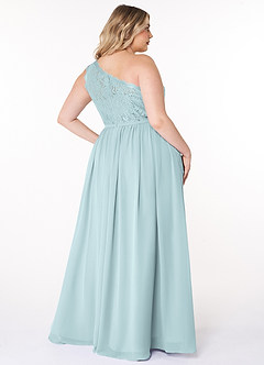 Azazie Demi Bridesmaid Dresses Mist A-Line One Shoulder Chiffon Dress image14