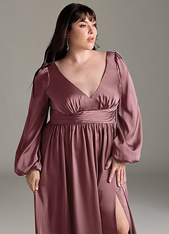Azazie Norah Brautjungfernkleider A-Linie Stretch-Satin Kleid Vintage Mauve image12