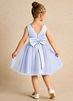 Azazie Tadpole Flower Girl Dresses Lavender A-Line Pleated Matte Satin Dress image2