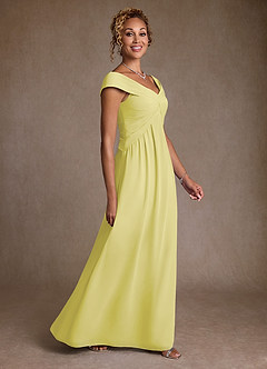 Azazie Myrtle Mother of the Bride Dresses Lemon Sorbet A-Line Pleated Chiffon Dress image3