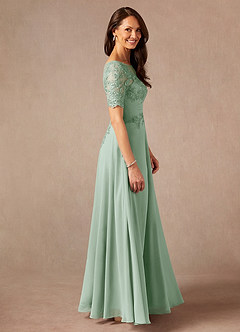 Azazie Raissa Mother of the Bride Dresses Agave A-Line Lace Chiffon Dress image4