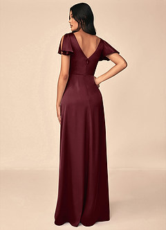 Azazie Soren Brudtärnklänningar Klänning av A-Line i Stretch Satin Plisserad Cabernet image2