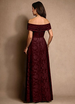 Azazie New Britain Abiti per la Madre della Sposa Abito A-Line in Burnout Floreale Plissettato Cabernet image3