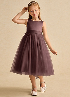 Azazie Winnie Flower Girl Dresses Espresso Ball-Gown Bow Tulle Dress image4