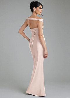 Azazie Stella Bridesmaid Dresses Blushing Pink Sheath Corset Stretch Satin Convertible Dress image3