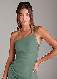 Azazie Eren Bridesmaid Dresses Eucalyptus Mermaid One Shoulder Chiffon Dress image6