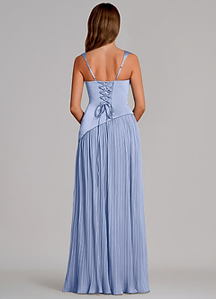 Azazie Stephanie 신부 들러리 드레스 A라인 주름진 스트레치 새틴 바닥 길이 드레스 image5