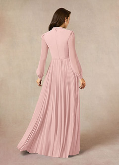 Azazie Adellah Mother of the Bride Dresses Powder Pink A-Line Pleated Chiffon Dress image3