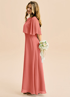 Azazie Maris Junior Robe Trapèze en Mousseline de soie Rose Saumon image3