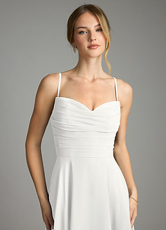 Azazie Ayla Abiti da Damigella Abito A-Line in Chiffon Scollo a Cuore Bianco image4