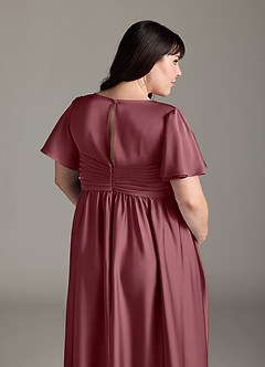Azazie Verna Maternity Bridesmaid Dresses A-Line Ruched Stretch Satin Floor-Length Dress image10