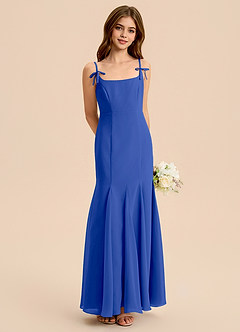 Azazie Evey Junior Royal Blue Mermaid Pleated Chiffon Dress image1