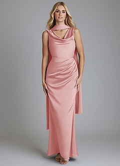 Azazie Tallie Suknie dla druhen Syrena Pofałdowany Satyna elastyczna Do ziemi Sukienka image5