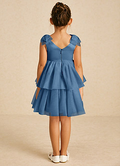 Azazie Vanellope Robe Demoiselle D'honneur Fillette Robe Trapèze en Tulle Arc Violet Crépusculaire image2