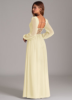 Azazie Maree Bridesmaid Dresses Lemon Sorbet A-Line Corset Chiffon Dress image2