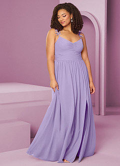 Barbie ♥ Azazie Brautjungfernkleider A-Linie Plissee Chiffon Kleid Flieder image11