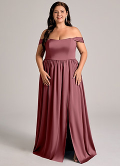 Azazie Calianna Bridesmaid Dresses Desert Rose A-Line Off the Shoulder Stretch Satin Convertible Dress image6