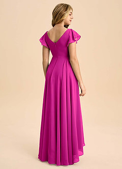 Azazie Caria Junior Fuchsia A-Line Pleated Chiffon Dress image2