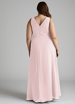 Azazie Flora Abiti da Damigella Abito A-Line in Chiffon Plissettato Rosa Rossore image13