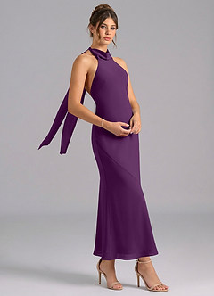 Azazie Velli Suknie dla druhen Syrena Wysoka Kołnierz Szyfon Długość kostki Sukienka image3