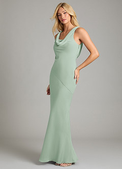 Azazie Rylina Bridesmaid Dresses Agave Mermaid Pleated Chiffon Dress image4